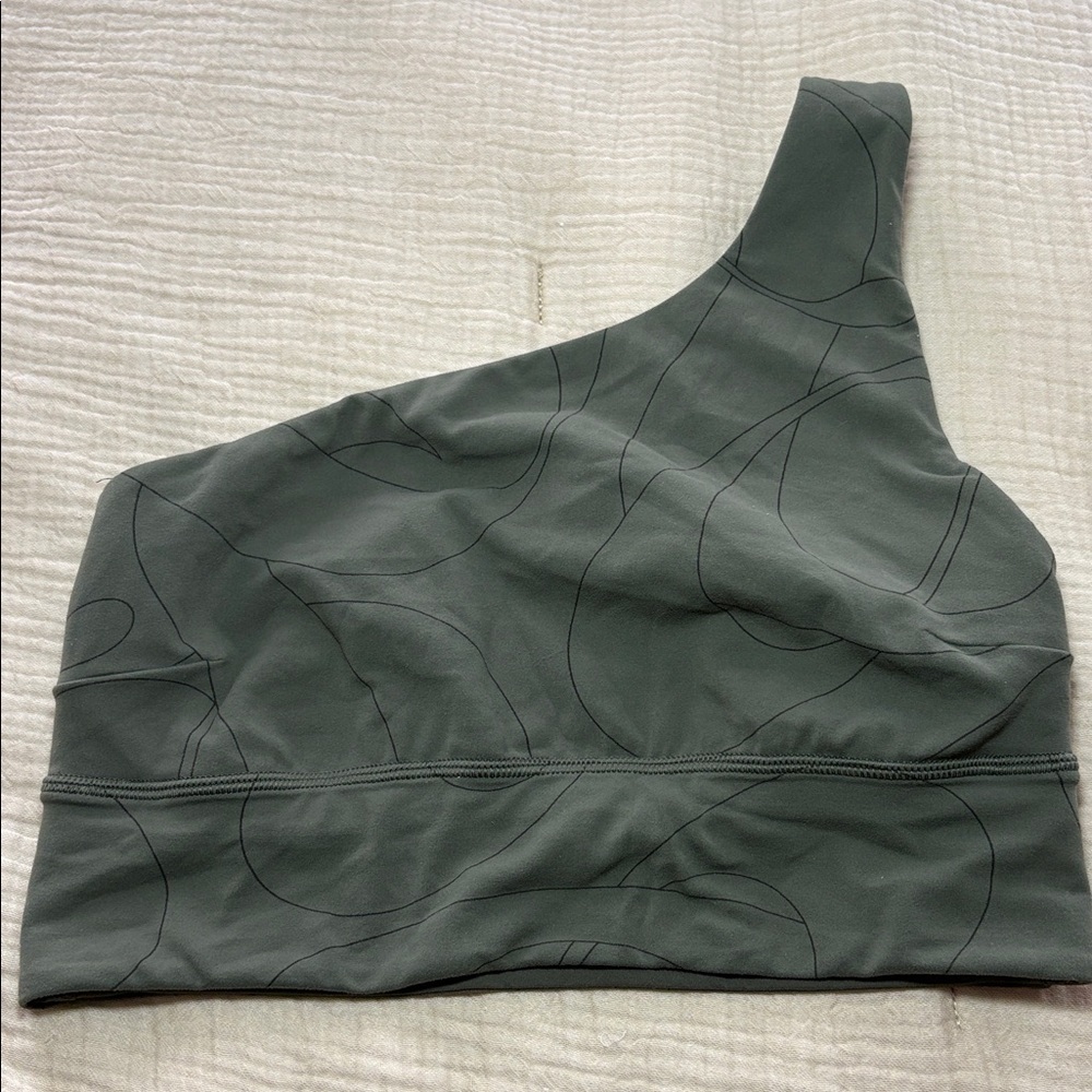Lululemon Align Asymmetrical Bra Size 8 Olive Green One Shoulder Sport - Picture 7 of 7